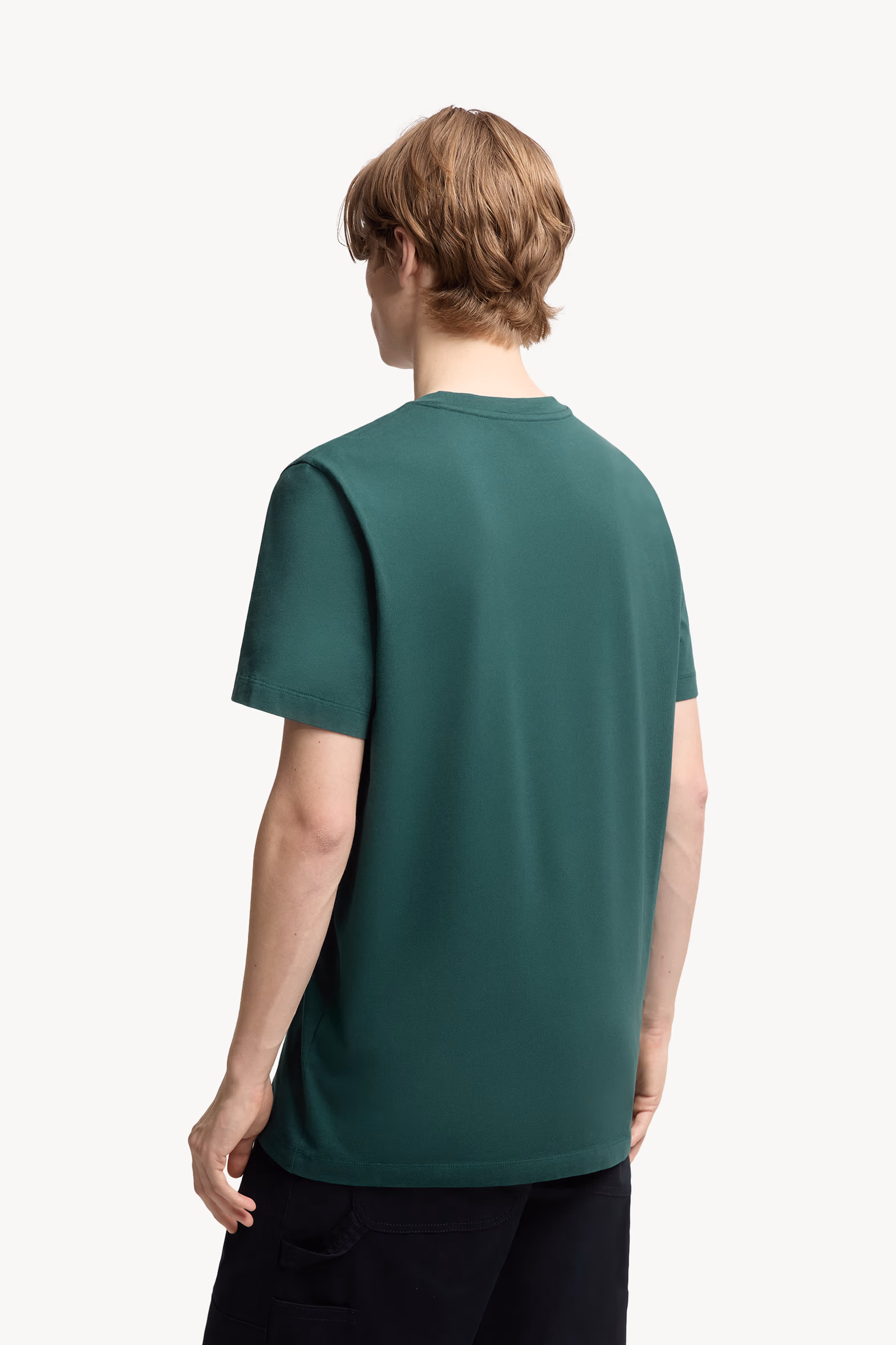 Flocked Logo Cotton T-Shirt Men Leaf Green Moncler 5